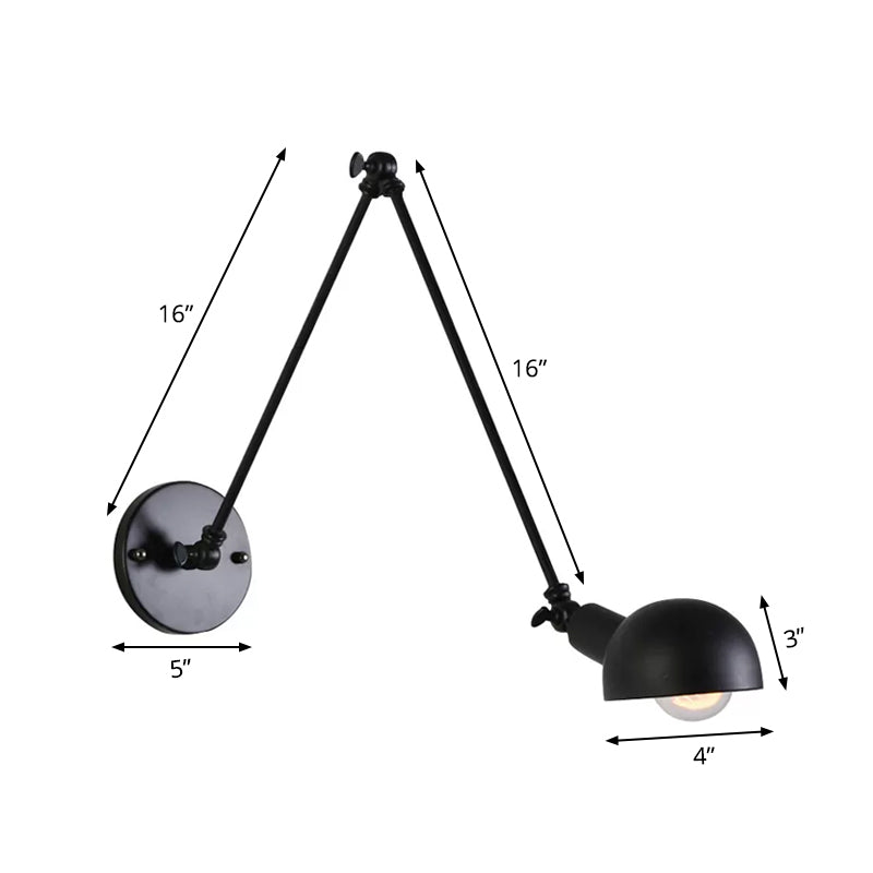 Juliette Retro Wandleuchte mit Schwenkarm und schwarzem Metallschirm