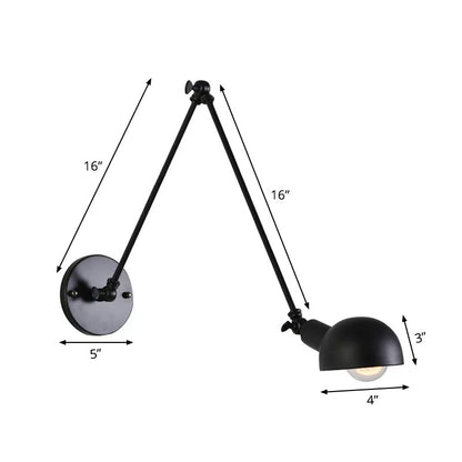 Juliette Retro Wandleuchte mit Schwenkarm und schwarzem Metallschirm