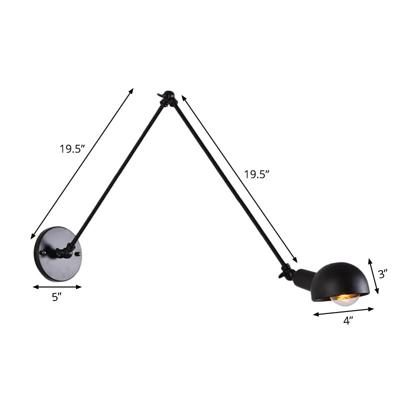 Juliette Retro Wandleuchte mit Schwenkarm und schwarzem Metallschirm