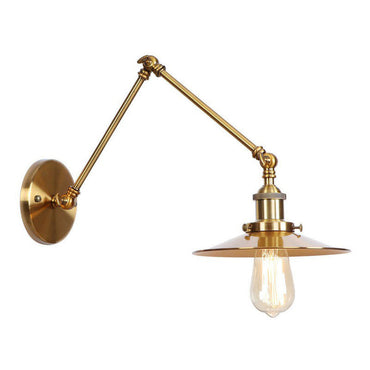 Madeleine Industrial Swing Arm Wall Lamp – Brass Metal, 6"–8"