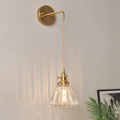 Lucienne Prismatic Glass Brass Bedside Wall Lamp