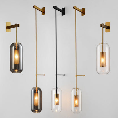 Anaïs Kapsel Glas Wandleuchte Gitterschutz Schwarz/Gold