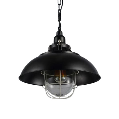 Madeleine Bowl Cage Pendant Light Black Rustic Industrial