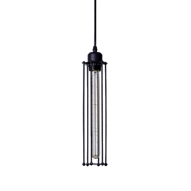 Anaelle Tube Pendant Light Black Industrial Slim Hanging