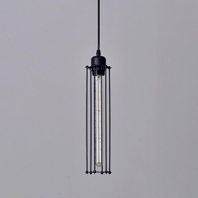 Anaelle Tube Pendant Light Black Industrial Slim Hanging