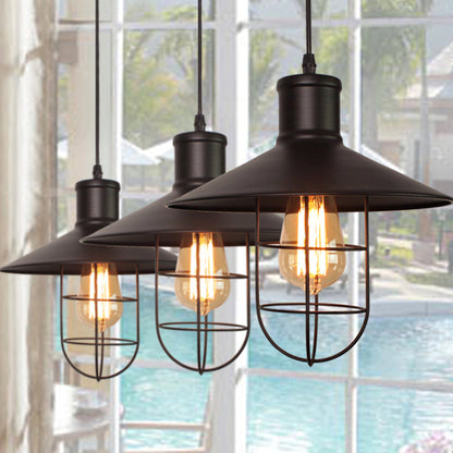 Lucienne Saucer Cage Pendelleuchte Schwarz Industrial Hängelampe