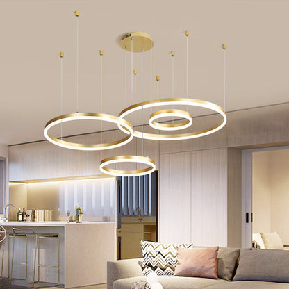 Isabelle Gestufter Ring LED-Kronleuchter in Gold Coffee
