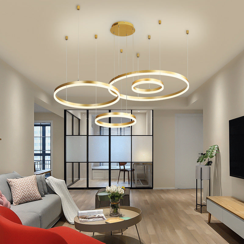 Isabelle Gestufter Ring LED-Kronleuchter in Gold Coffee