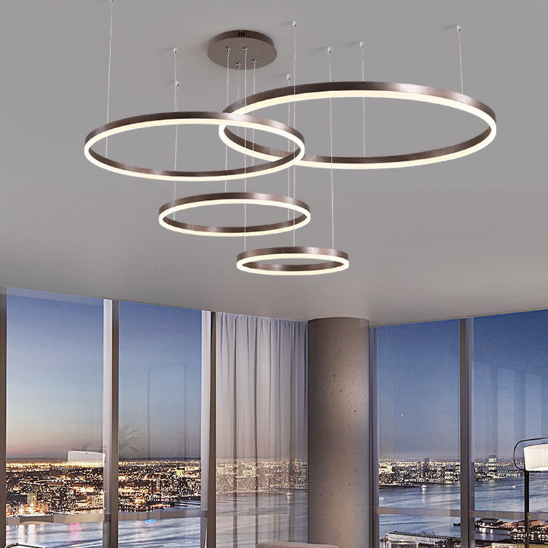 Isabelle Gestufter Ring LED-Kronleuchter in Gold Coffee