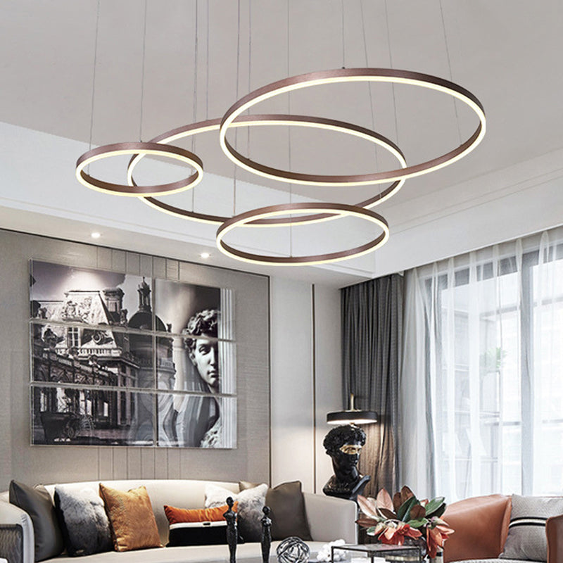Isabelle Gestufter Ring LED-Kronleuchter in Gold Coffee