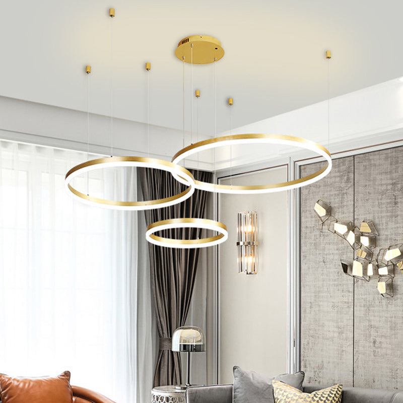 Isabelle Gestufter Ring LED-Kronleuchter in Gold Coffee