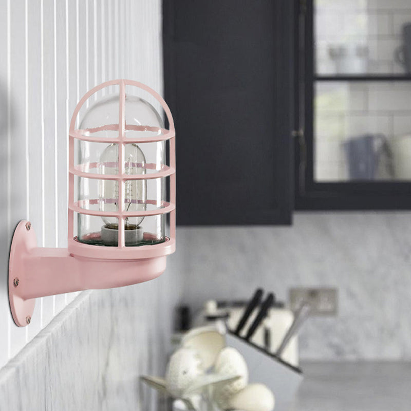 Amélie Industrial Glass Cage Wall Lamp Pink/Blue/Rust