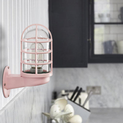 Amélie Industrial Glass Cage Wall Lamp Pink/Blue/Rust