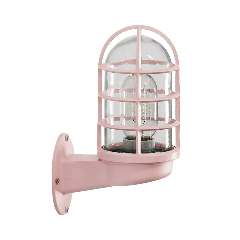 Amélie Industrial Glass Cage Wall Lamp Pink/Blue/Rust