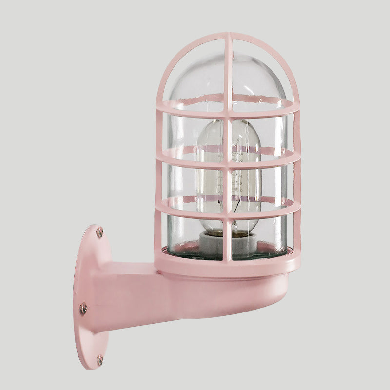 Mathilde Capsule Wall Lamp with Transparent Glass and Wire Cage