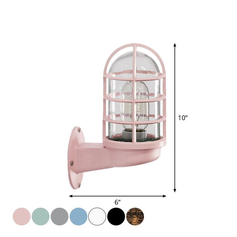 Amélie Industrial Glass Cage Wall Lamp Pink/Blue/Rust