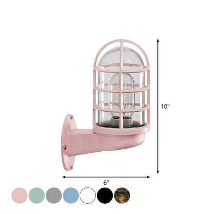 Mathilde Capsule Wall Lamp with Transparent Glass and Wire Cage