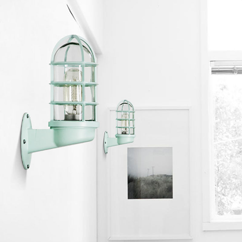 Mathilde Capsule Wall Lamp with Transparent Glass and Wire Cage