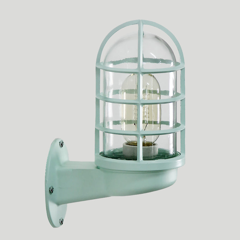 Mathilde Capsule Wall Lamp with Transparent Glass and Wire Cage
