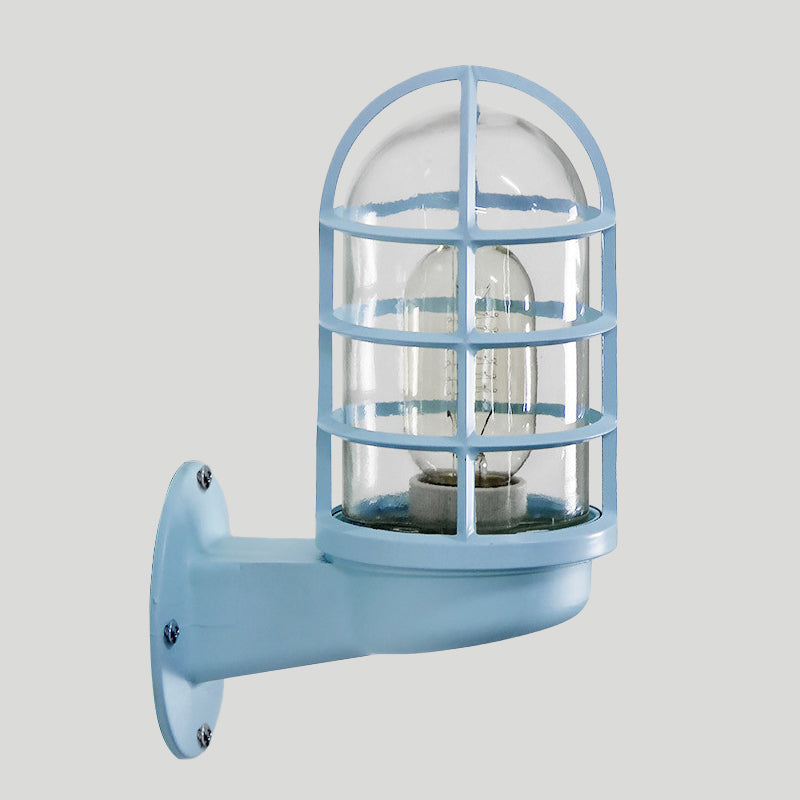 Mathilde Capsule Wall Lamp with Transparent Glass and Wire Cage