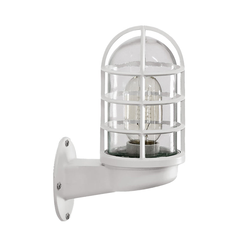 Mathilde Capsule Wall Lamp with Transparent Glass and Wire Cage