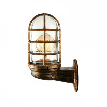Mathilde Capsule Wall Lamp with Transparent Glass and Wire Cage