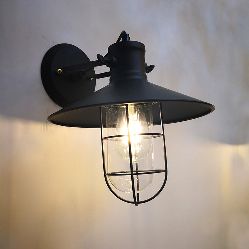 Élodie Conic Glass Cage Wall Lamp Adjustable Black