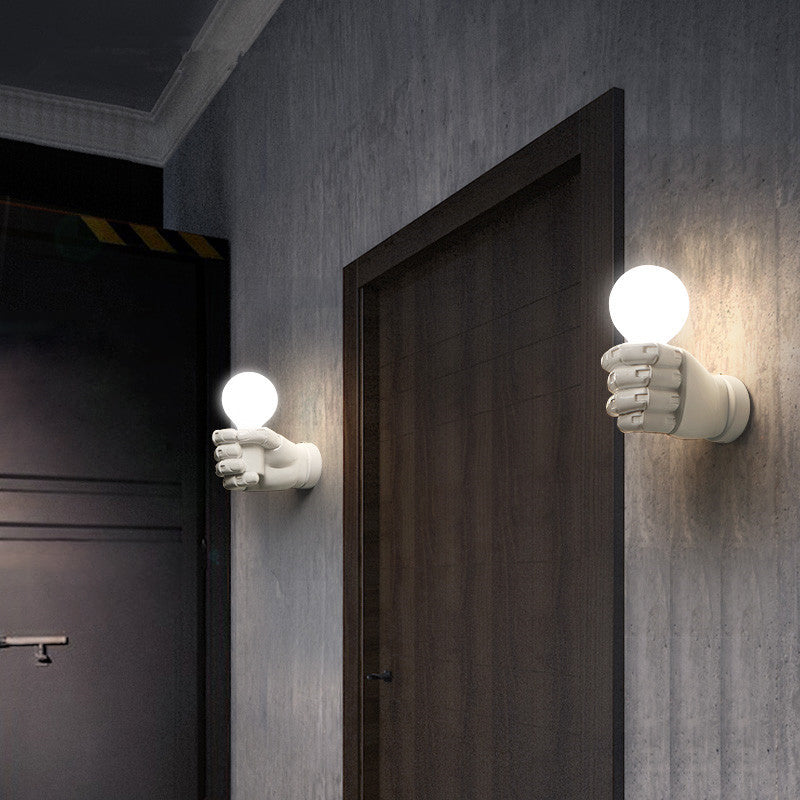 Océane Fist Art Deco Wall Sconce Resin Black/White