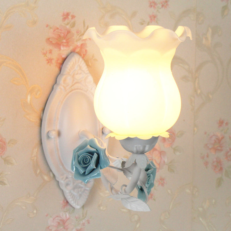 Isabelle American Garden Wall Lamp Metal and Glass LED Lighting