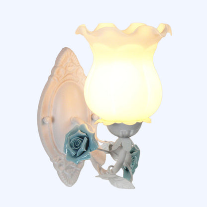 Lucie Blumen-Glas-Wandleuchte – Rosa/Grün/Blau, 12,7 bis 22,9 cm