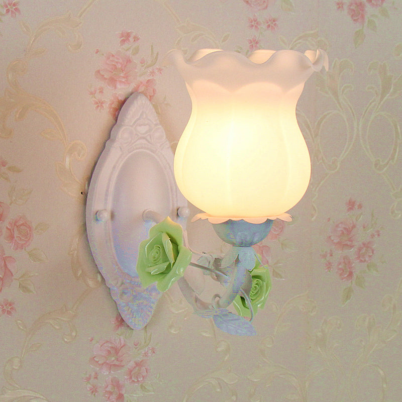 Isabelle American Garden Wall Lamp Metal and Glass LED Lighting