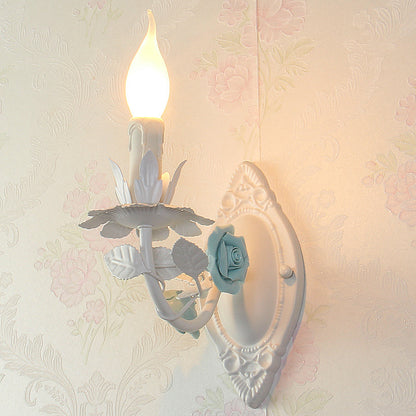 Fleurie Pastoral Candle Wall Sconce Blue/Pink
