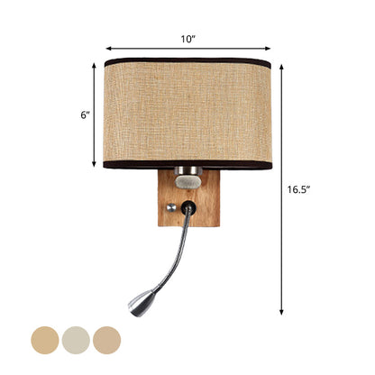 Clémence Flexible Bedside Wall Lamp – Nordic Fabric Oval Shade, 10 to 14 Inch