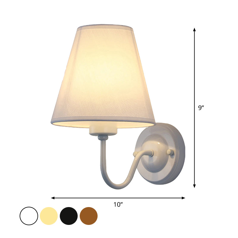 Sophie Nordic Cone Fabric Wall Sconce 1-Head Black/White