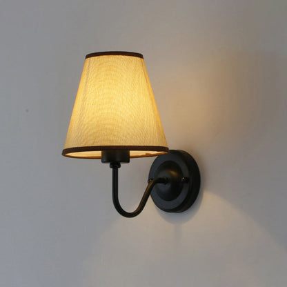Sophie Nordic Cone Fabric Wall Sconce 1-Head Black/White