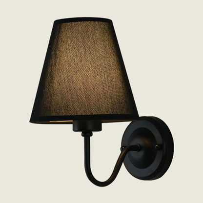 Sophie Nordic Cone Fabric Wall Sconce 1-Head Black/White