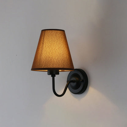 Sophie Nordic Cone Fabric Wall Sconce 1-Head Black/White