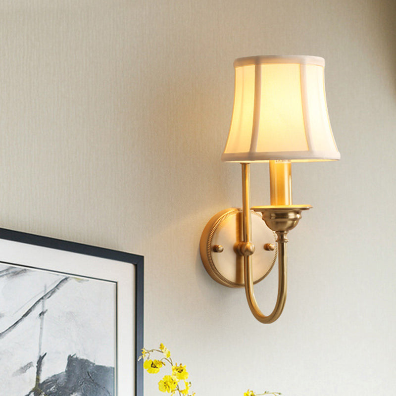 Chloé Flared Fabric Wall Lamp Gold U-Arm