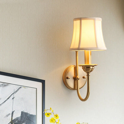 Chloé Flared Fabric Wall Lamp Gold U-Arm