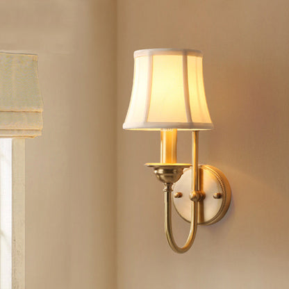 Chloé Flared Fabric Wall Lamp Gold U-Arm