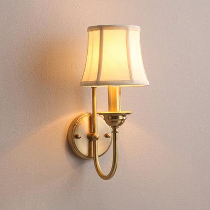 Chloé Flared Fabric Wall Lamp Gold U-Arm