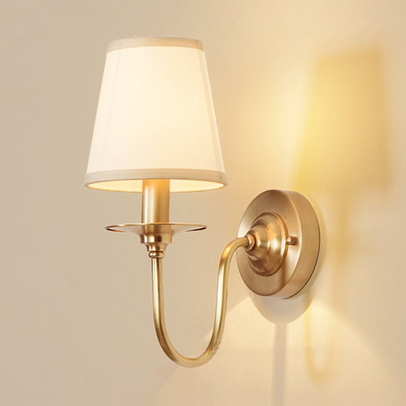 Auriane Traditional Cone Fabric Wall Sconce Gold Finish