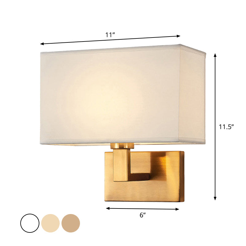 Amara Postmodern Cuboid Wall Lamp with Fabric Shade and Black/Gold Arm