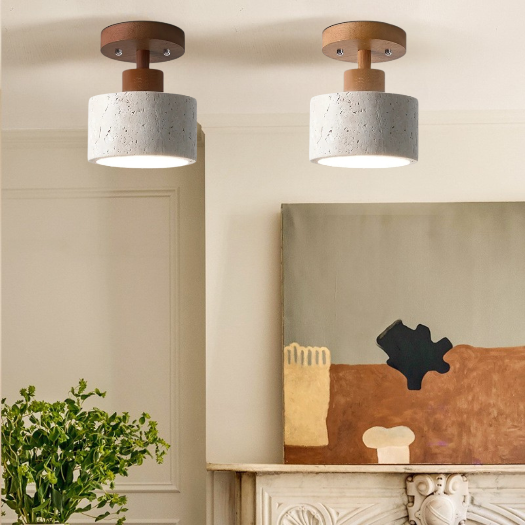 Juliette Ellipse Travertine Stone Ceiling Light