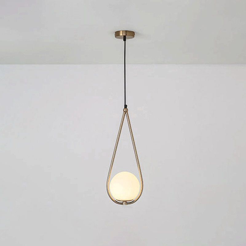 Isabelle Teardrop Brass Pendant Light with Cream Glass Shade