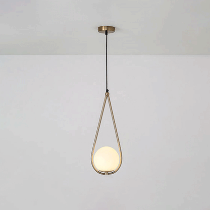 Isabelle Teardrop Brass Pendant Light with Cream Glass Shade