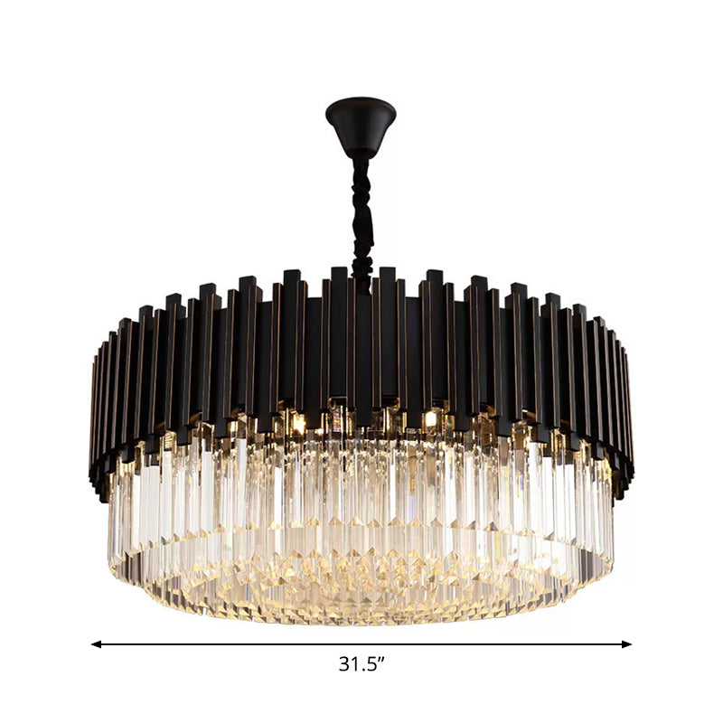 Sabrina Black Drum Kristall Kronleuchter