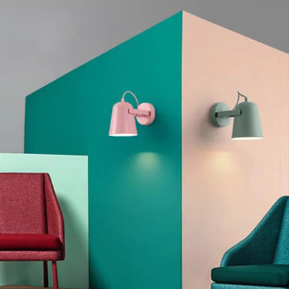 Sophie Nordic Wall Lamp with Rotatable Bell Shade and Wood Accent