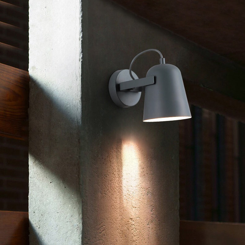 Sophie Nordic Wall Lamp with Rotatable Bell Shade and Wood Accent
