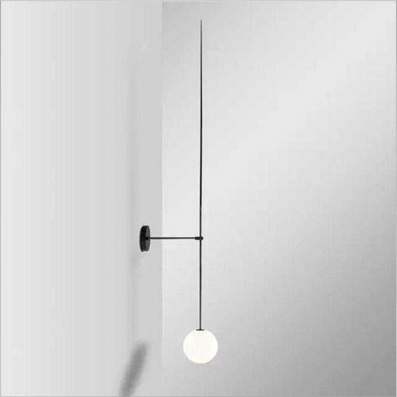 Colette Orb Wall Lamp with Milky Glass and Gold Pencil Arm